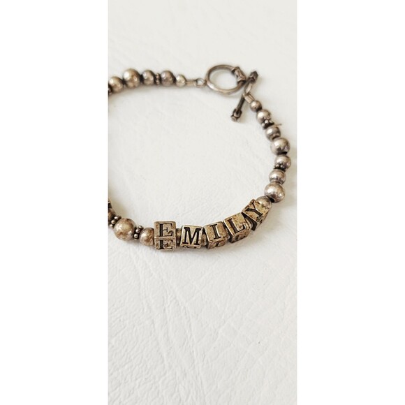 Sterling Toggle Bracelet Name Tyler & Emily 7.25 15.36g -TESTED - Picture 4 of 7
